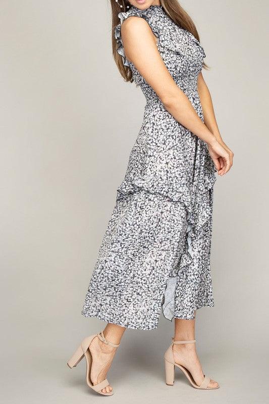 Tiered maxi dress with ruffle trim - Lucianne Boutique