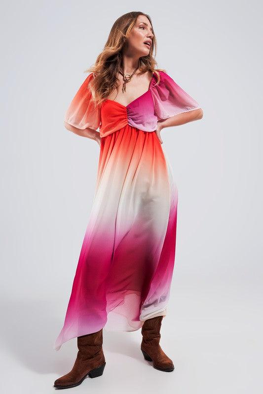 OMBRE SWEETHEART MAXI DRESS IN FUCHSIA - Lucianne Boutique