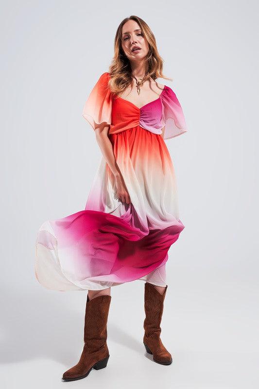 OMBRE SWEETHEART MAXI DRESS IN FUCHSIA - Lucianne Boutique