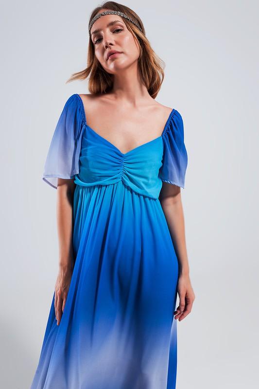 OMBRE SWEETHEART MAXI DRESS IN BLUE - Lucianne Boutique