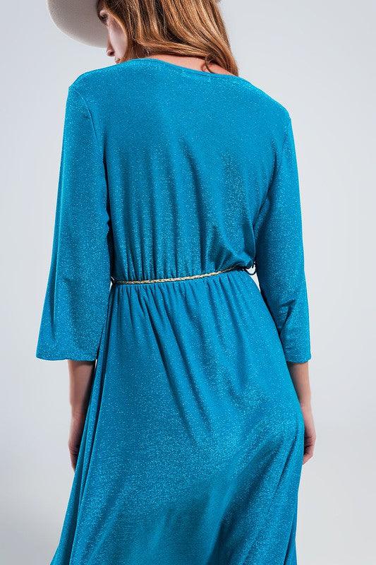 MAXI DRESS IN SHIMMER BLUE - Lucianne Boutique