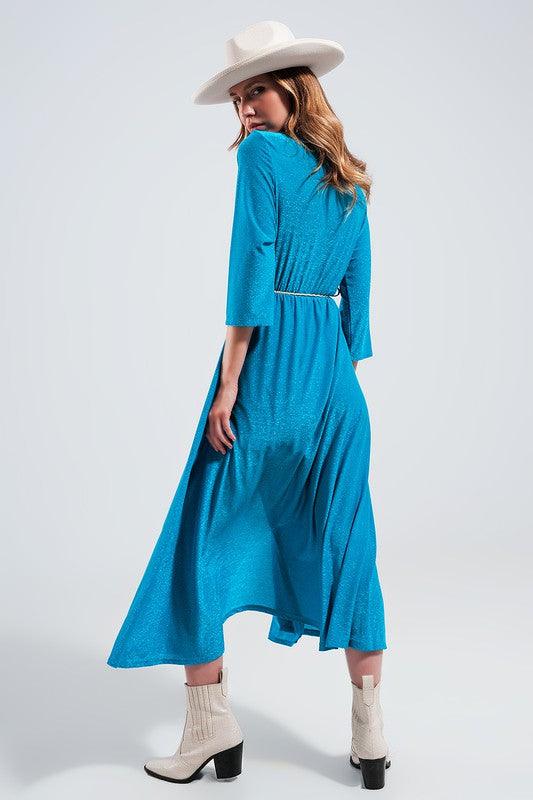 MAXI DRESS IN SHIMMER BLUE - Lucianne Boutique