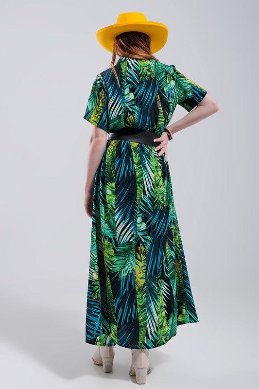 MAXI SHIRT DRESS IN TROPICAL PRINT - Lucianne Boutique