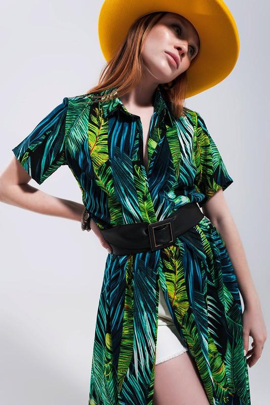 MAXI SHIRT DRESS IN TROPICAL PRINT - Lucianne Boutique