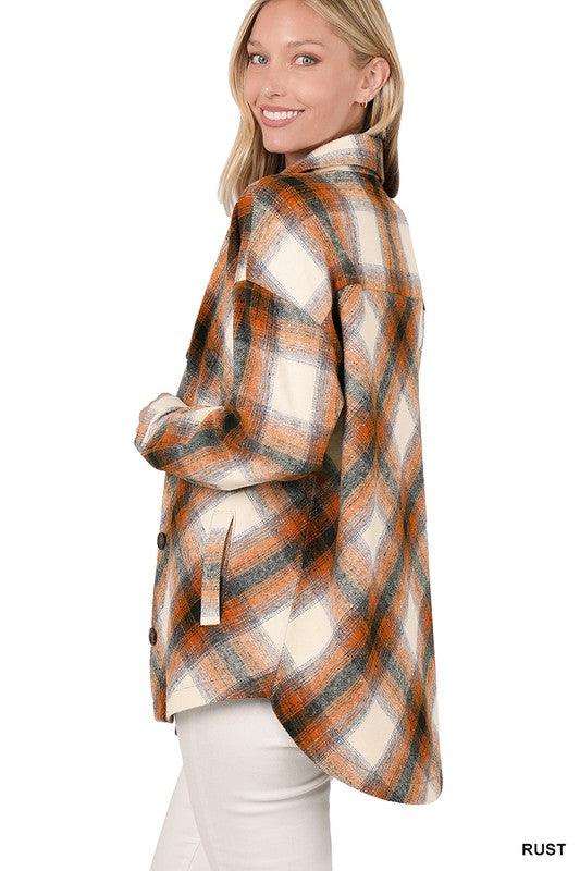 YARN DYED PLAID SHACKET WITH POCKETS - Lucianne Boutique