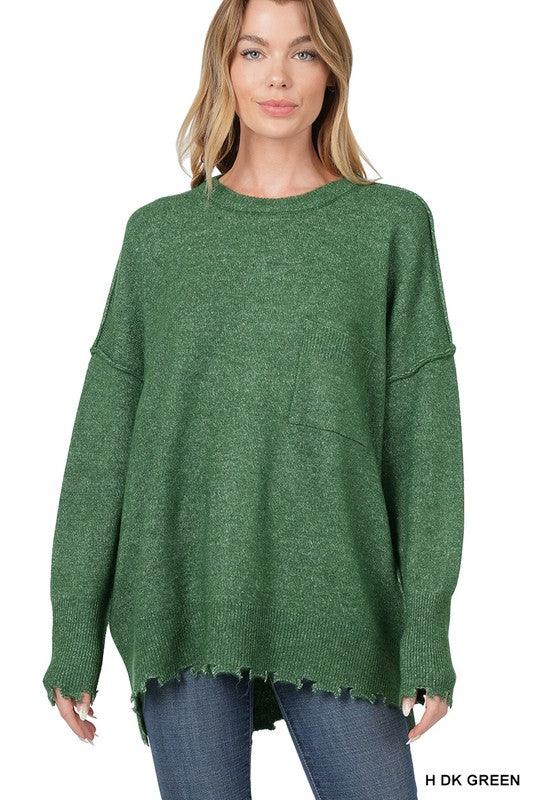 DISTRESSED MELANGE OVERSIZED SWEATER - Lucianne Boutique