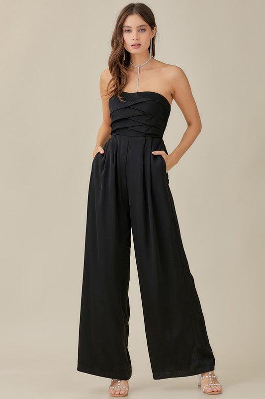 OVERLAPPING TOP DETAILED JUMPSUIT - Lucianne Boutique