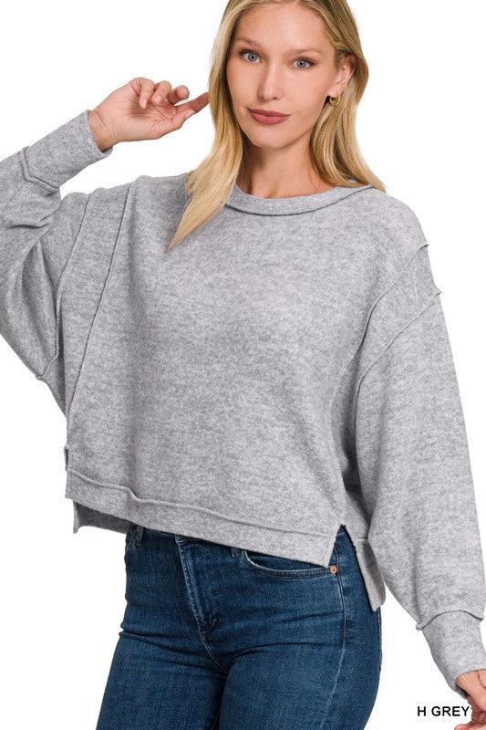 Brushed Melange Hacci Oversized Sweater - Lucianne Boutique