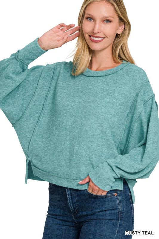 Brushed Melange Hacci Oversized Sweater - Lucianne Boutique