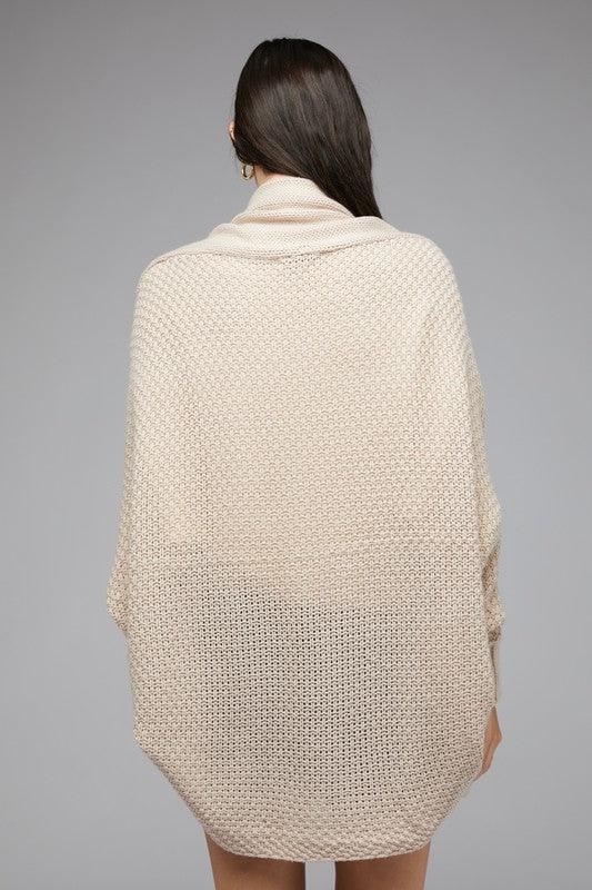 Pattern Knit Dolman Sleeve Solid Slouch Cardigan - Lucianne Boutique