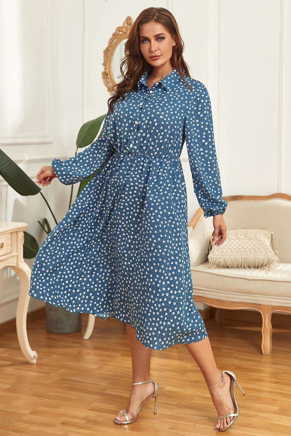 Plus Size Long Sleeve Shirt Dress - Lucianne Boutique