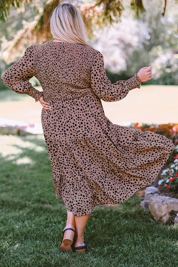 Plus Size Animal Print Smocked Tiered Dress - Lucianne Boutique
