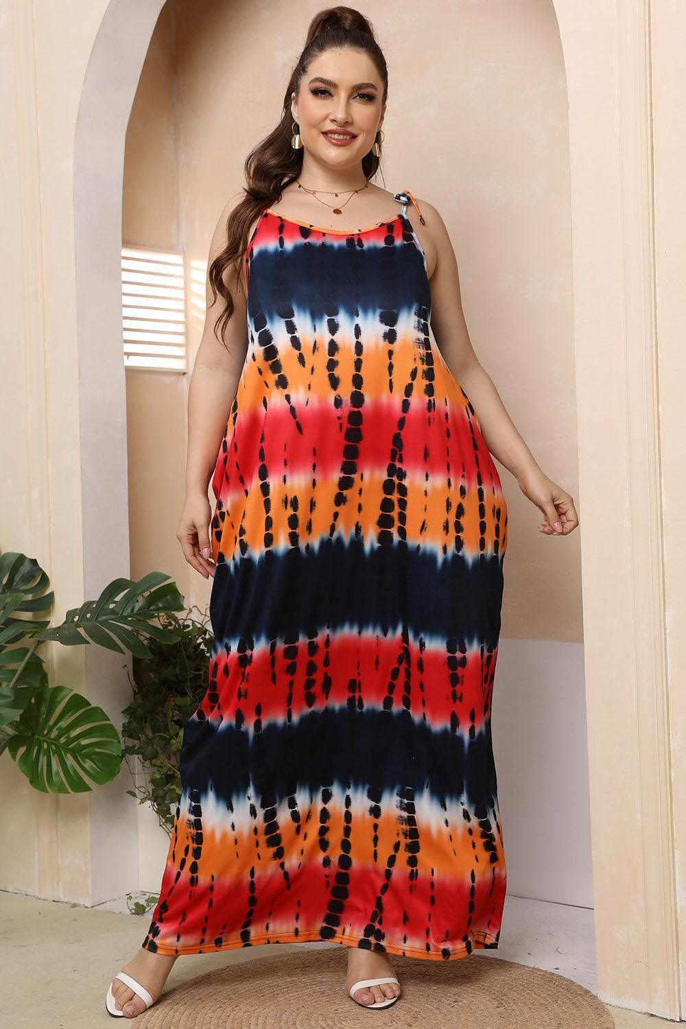 Plus Size Tie-Shoulder Maxi Dress - Lucianne Boutique