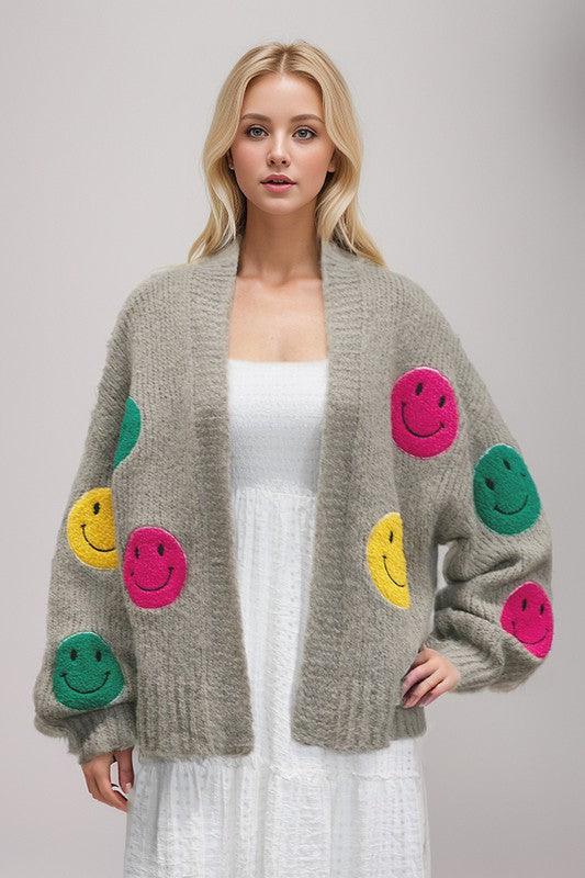 The Fuzzy Smile Long Bell Sleeve Knit Cardigan - Lucianne Boutique