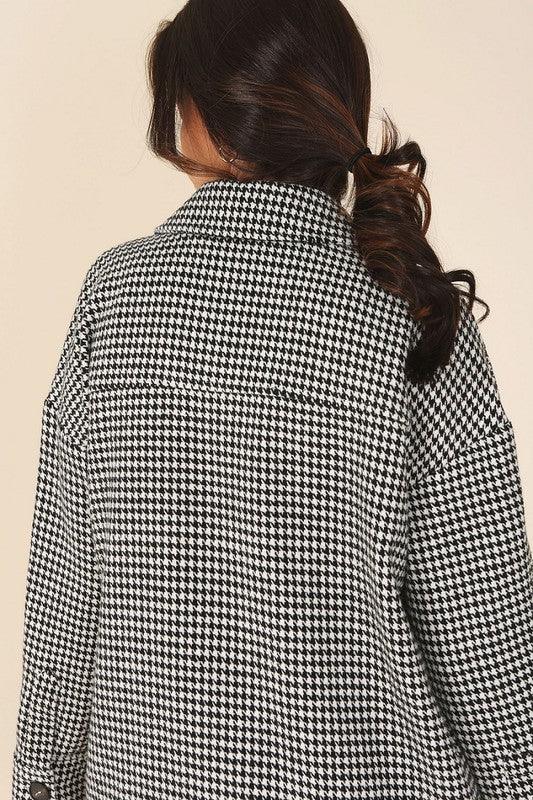 Hound tooth long shacket - Lucianne Boutique