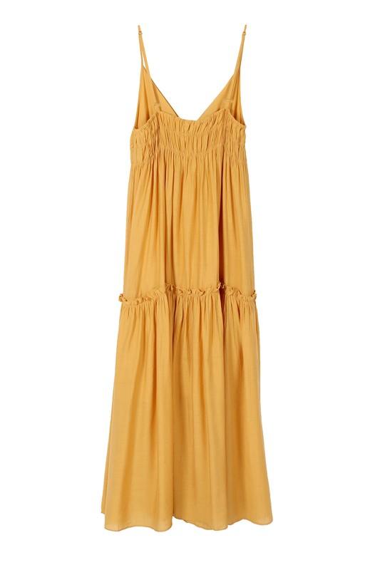 Low cut mustard yellow tank maxi dress - Lucianne Boutique