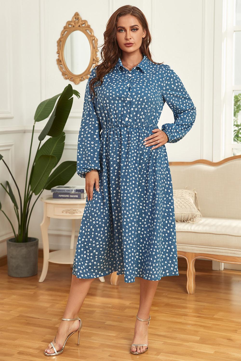Plus Size Long Sleeve Shirt Dress - Lucianne Boutique