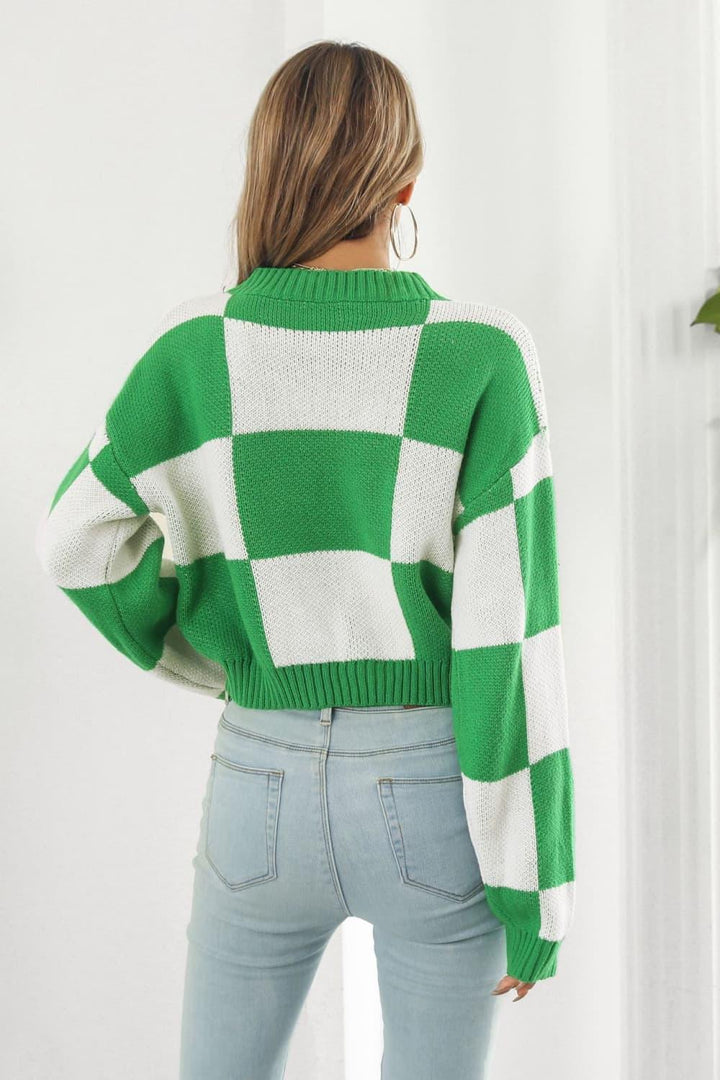 Color Block Round Neck Dropped Shoulder Sweater - Lucianne Boutique