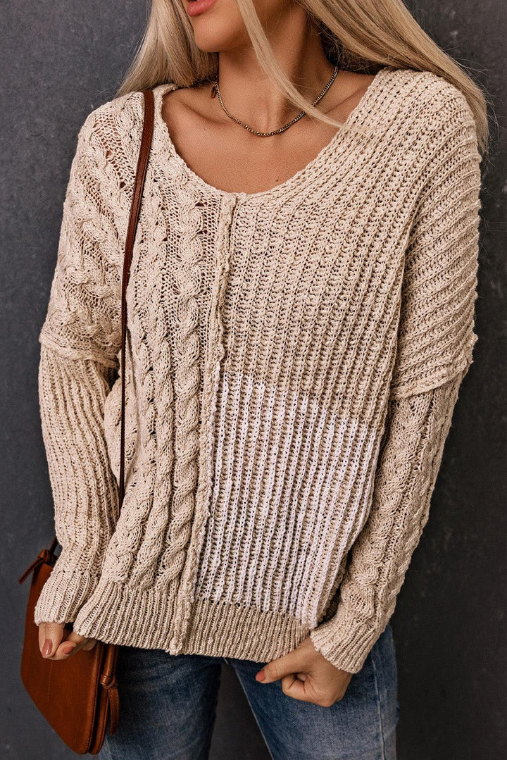 Cable-Knit Exposed Seam Sweater - Lucianne Boutique
