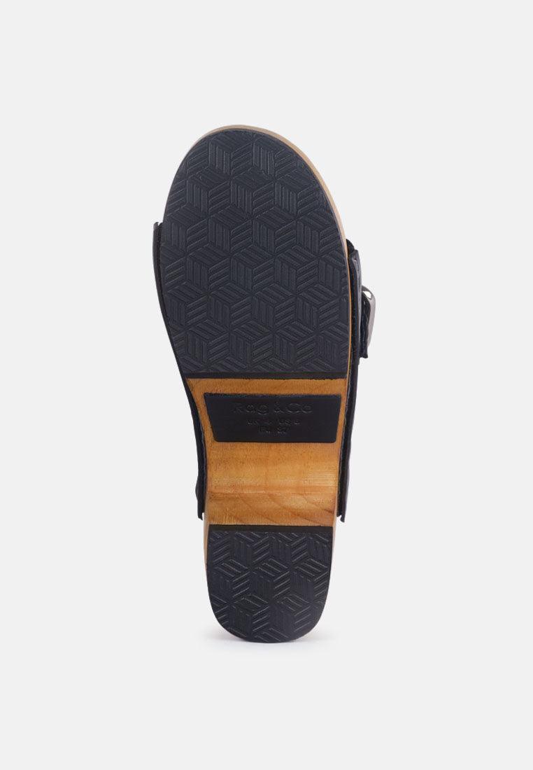 yoruba braided leather buckled slide clogs-6
