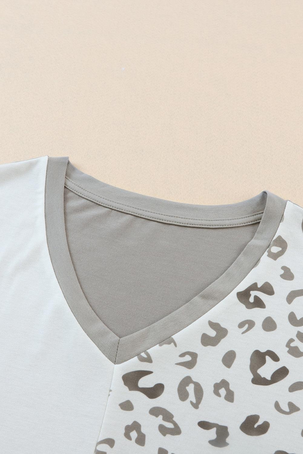 Plus Size Leopard V-Neck T-Shirt - Lucianne Boutique