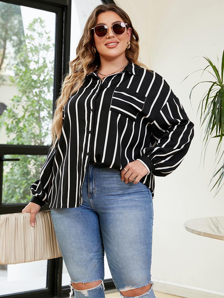 Plus Size Striped Shirt - Lucianne Boutique