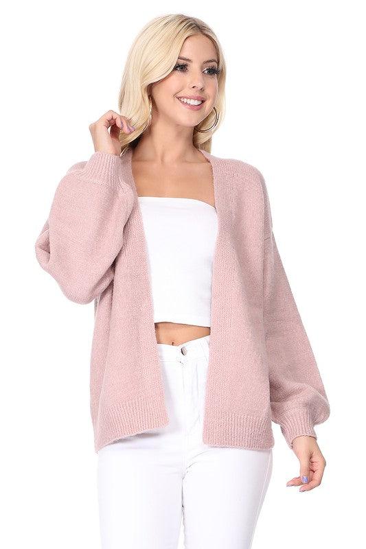 Bubble Bell Sleeve Chunky Open Sweater Cardigan - Lucianne Boutique