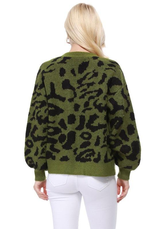 Leopard Jacquard Open Front Shrug Cardigan - Lucianne Boutique