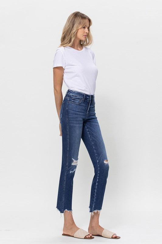 MID RISE CROP SLIM STRAIGHT MEDIUM - Lucianne Boutique