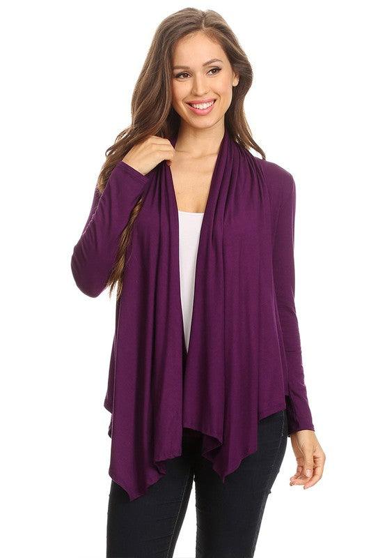 Solid Waist length cardigan in a loose fit - Lucianne Boutique