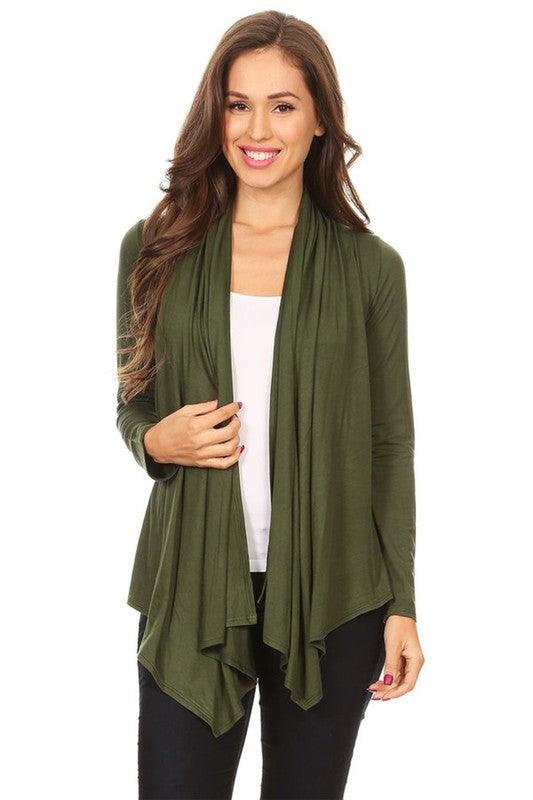 Solid Waist length cardigan in a loose fit - Lucianne Boutique