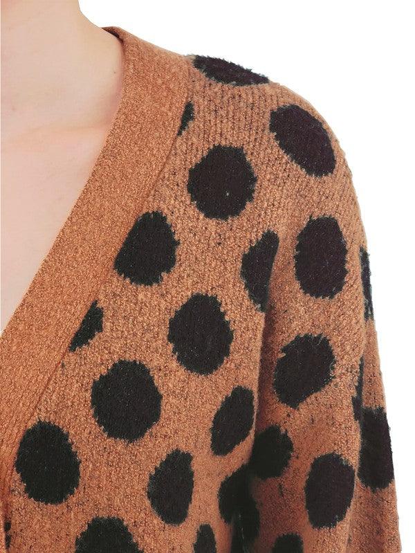 Polka Dot Jacquard Sweater Shrug Cardigan - Lucianne Boutique