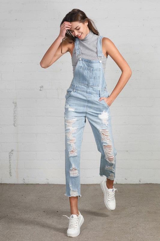 HEAVY DISTRESSED STRAIGHT FIT OVERALL - Lucianne Boutique
