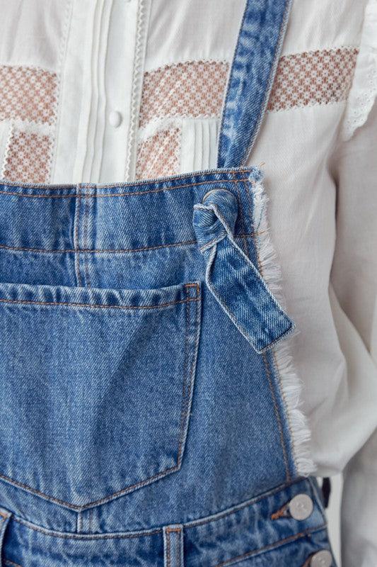 Frayed Overall Romper - Lucianne Boutique