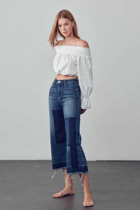 Mid Rise Crop Flare Jeans - Lucianne Boutique