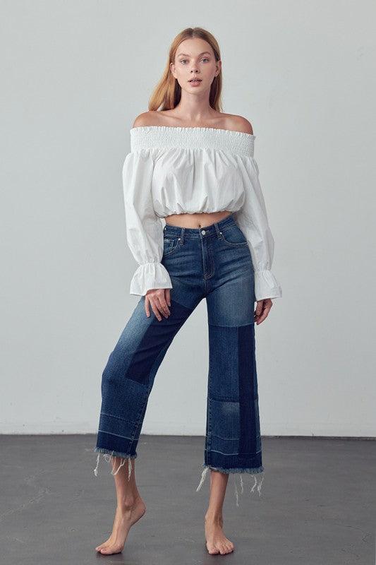 Mid Rise Crop Flare Jeans - Lucianne Boutique