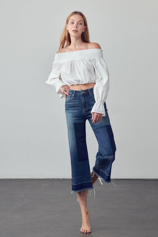 Mid Rise Crop Flare Jeans - Lucianne Boutique