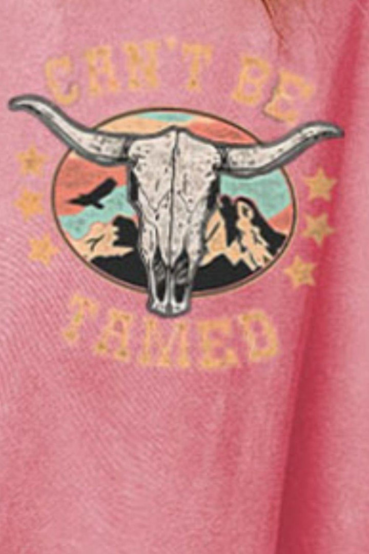 Bull Graphic Dropped Shoulder Slit Sweatshirt - Lucianne Boutique