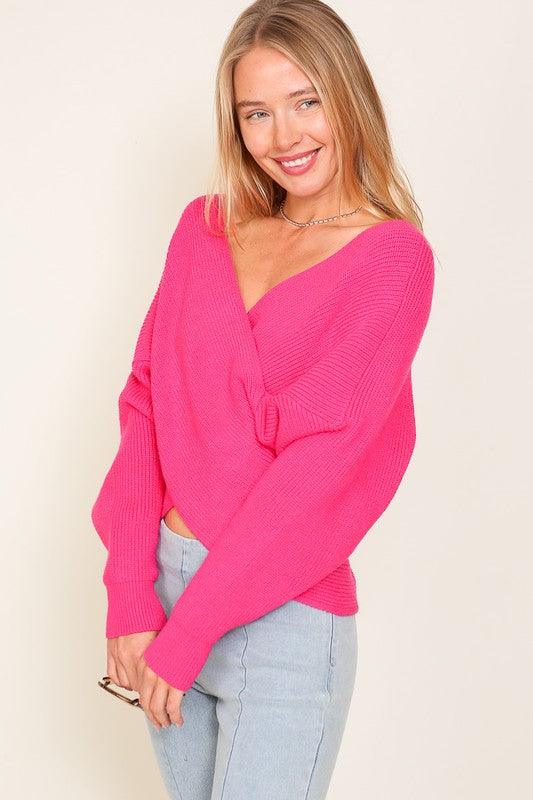 Cross Over Front Sweater - Lucianne Boutique