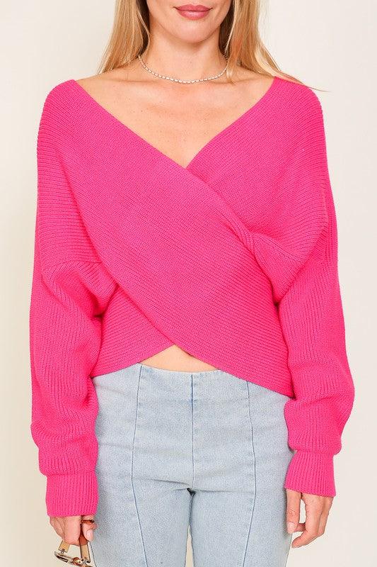 Cross Over Front Sweater - Lucianne Boutique