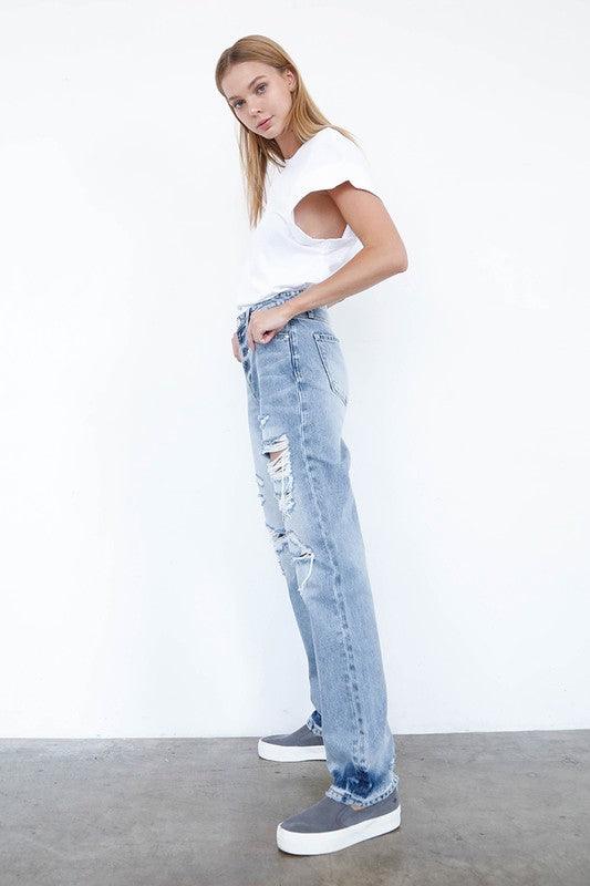 High Waist Loose Straight Jeans - Lucianne Boutique