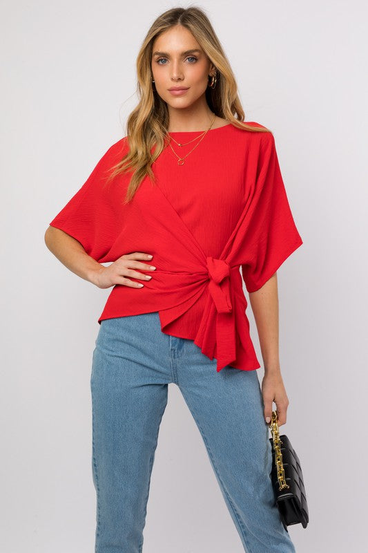 3/4 Sleeve Side Tie Top