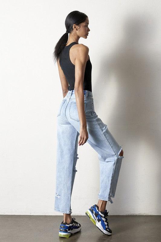 Destroyed Straight Jeans - Lucianne Boutique