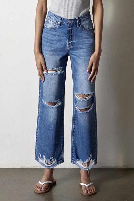 Destroyed Straight Jeans - Lucianne Boutique