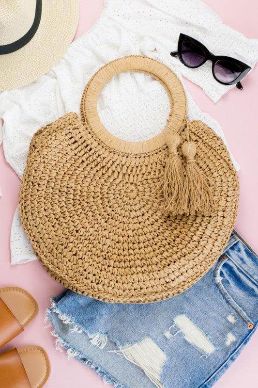Straw Tassel O-Ring Tote - Lucianne Boutique