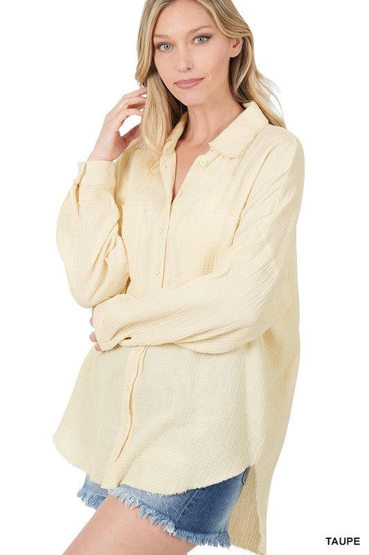 OVERSIZED RAW EDGE SHIRT - Lucianne Boutique