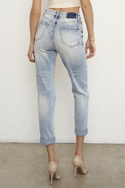 High Rise Ripped Girlfriend Jeans - Lucianne Boutique