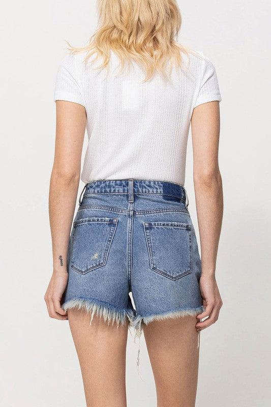 XS-S-M-L - DISTRESSED RIGID MOM SHORTS - Lucianne Boutique