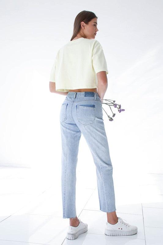 Patched Pocket Boyfriend Jeans - Lucianne Boutique