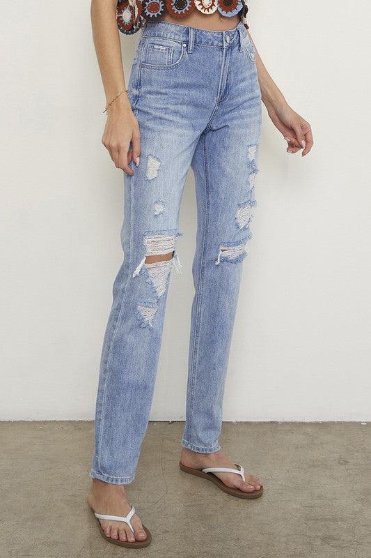 Distressed Straight Jeans - Lucianne Boutique